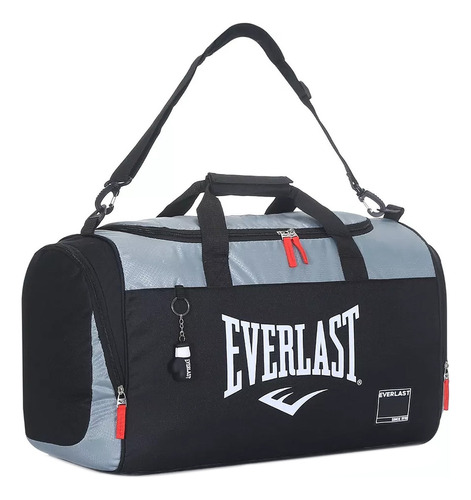 Kit Bolso Gym Everlast Boxeo Deportivo Tiras Reforzadas Color Gris Liso