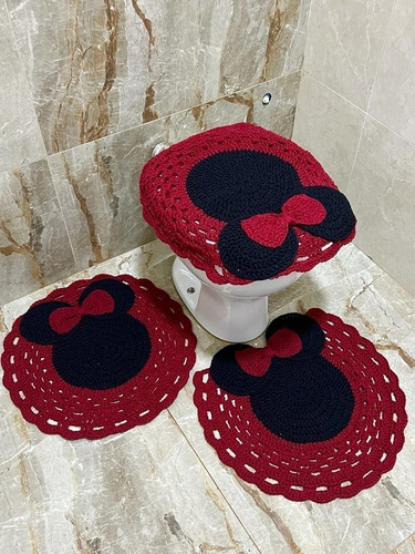 Jogo De Croche Para Banheiro Minnie Decoração Casa
