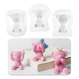 3pcs Molde Jabón Silicona Oso Peluche Molde Pastel Fondant