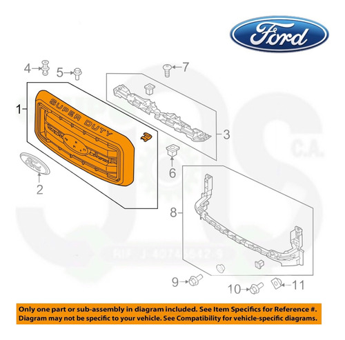 Parrilla Negra Con Emblema Ford F250 F350 Super Duty 6.2 V8 Foto 9