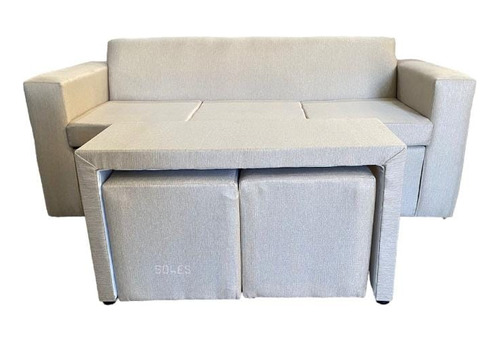 Sillon 3 Cuerpos Combo Mesa Puente + 2 Banqueta Puff