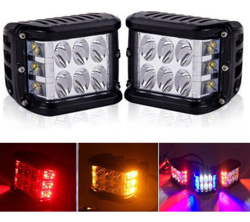 Focos Led Auto Spot Bicolor 36w 4x4 Estrobo Blanco + Rojo