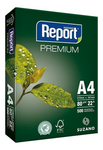 Resma Papel Report A4 80gr Premium X 500 Hojas  Color Blanco