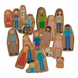 Muñecos Madera Familia Figuras Juegos Didacticos Niños