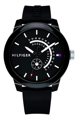 Reloj Original Tommy Hilfiger 1791483 Silicona Negro 44 Mm 