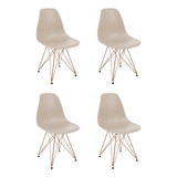 Kit 4 Cadeiras Eames Design Eiffel Jantar Fendi Ferro Cobre