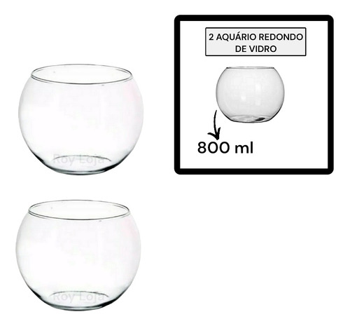 Vaso Redondo De Vidro Pequeno 2 Unidades 800 Ml Terrario