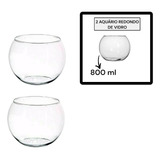 Vaso Redondo De Vidro Pequeno 2 Unidades 800 Ml Terrario