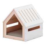 Casa Cama Para Interior Gato Perro Raza Pequeña Minimalista Color Blanco Diseño Techo 2 Aguas