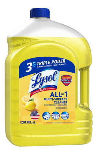 Lysol Desinfectante Multiusos Citrus, 6 Litros