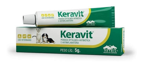 Pomada Oftalmológica Keravit Vetnil Para Cães E Gatos 5g