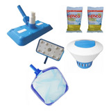 Kit Limpeza Piscina Aspirador Peneira Flutuador E Pastilhas