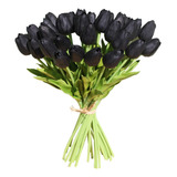 20 Flores Tulipanes Artificiales Mandys - Negro.