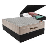 Cama Box Bau + Colchão Airtech Ortobom Casal 138x188x72 Cor Preto