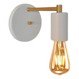 Arandela Luminária Parede Quarto Branca C/ Dourado + Lâmpada