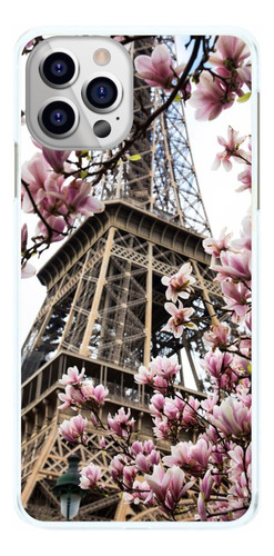 Capinha Torre Eiffel Flores Rosas Capa De Celular