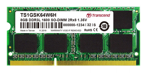 Transcend 8gb Ddr3l 1600 Mhz Cl11 So-dimm Memory Module