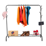 Rack Organizador De Ropa Perchero Closet Zapatera De 1.5 M Color Negro