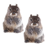 2pcs Animal Ardilla Taxidermia Jardín Decoración Del