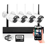 Kit 4 Cámaras Wifi Full Hd Ip Nvr Inalámbrico Exterior 1080p