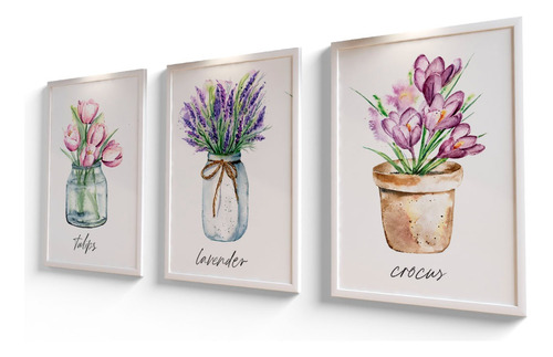 Quadros Vidro Vasos Flores Nome Plantas 18x25 Jardim Sala