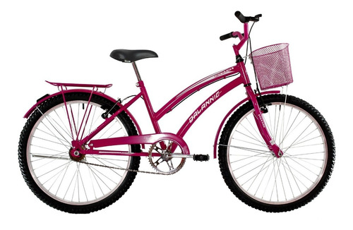 Bicicleta Aro 24 Feminina Susi Rosa Pink Com Paralama E Cest