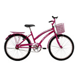 Bicicleta Aro 24 Feminina Susi Rosa Pink Com Paralama E Cest
