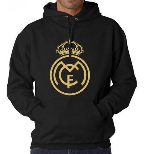 Buzo Buso Saco Hoodies Negro Escudo Real Madrid