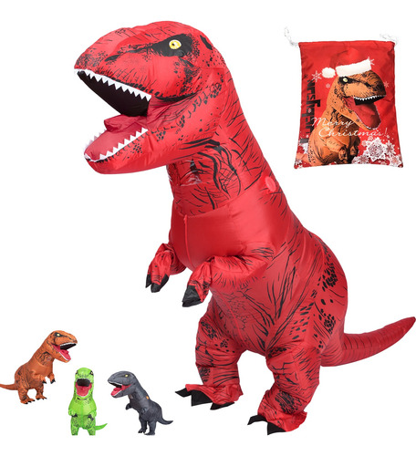 Disfraz Inflable De Dinosaurio Para Adultos Rojo
