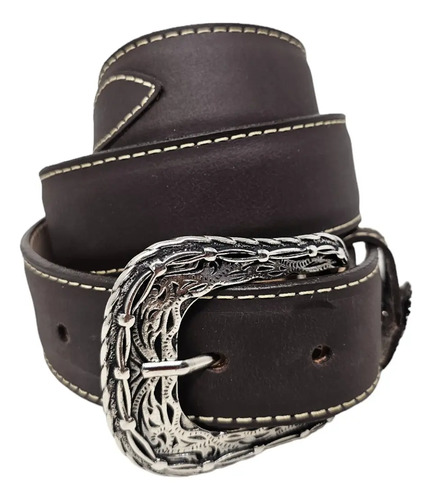Cinto Vaquero De Cuero Texano Rodeo Hebilla Cuernos De Toro
