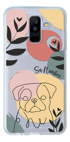 Funda Para Galaxy Mujer Perrito Pug Minimal Con Su Nombre