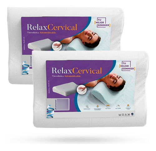 Pack X2 Almohada Tms Relax Cervical Inteligente C/funda S/c*