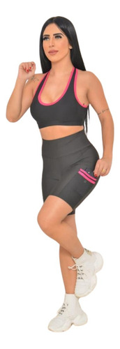 Roupa De Academia Conjunto Short + Top  Blackut Moda Fitness