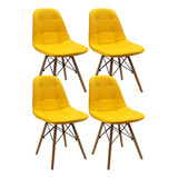 Kit X4 Sillas Eames Acolchadas Patas En Madera Con Garantía 