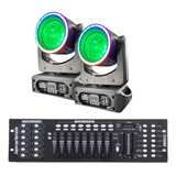 2 Mini Moving Head Globo Rgbw 100w Borda Led + Mesa Dmx