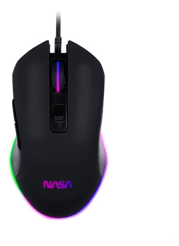 Mouse Gamer Alámbrico Nasa Ns-gm05 Iluminación Rgb 6 Botones Color Negro