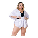 Saída De Praia Plus Size - Vestido Kimono Curto + Short