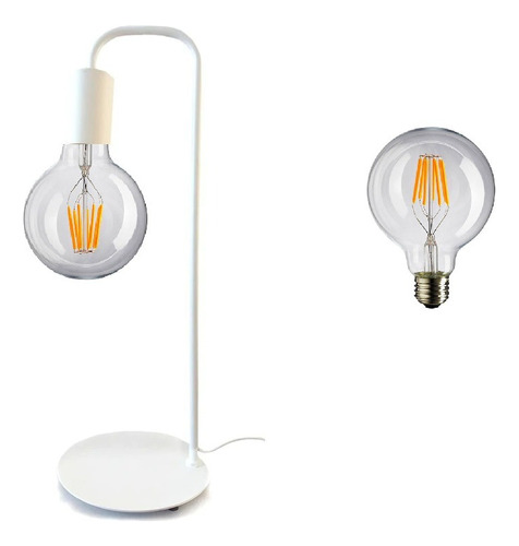 Velador Nórdico Industrial Imola C/ Lamp Led Pera Luz Fria