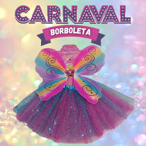 Kit Fantasia Infantil Saia Asa Arco Carnaval Festa Novidade