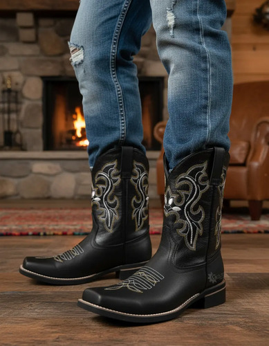 Bota Economica Vaquera Unisex 100% Piel Suela De Hule Cosida