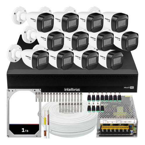 Kit Cftv Monitoramento 12 Cameras Intelbras Dvr 1016c 1 Tera