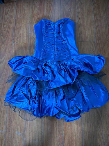Vestido Fiesta Corto Strapless Azul