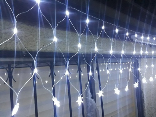 Luces Navidad Cascada Malla 96 Led Estrella Blanca Electrica