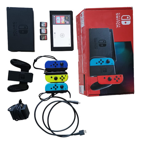 Nintendo Switch 32gb + 3 Controles + 3 Juegos Originales 