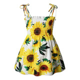 Vestido Girasol De Algodón Con Cuello Halter Para Niña