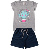 Conjunto Menina Infantil 1 Blusa E 1 Shorts Feminino Verão