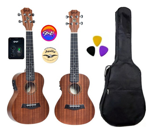 Ukulele Seizi Bali Concert Elétrico Sapele C/capa E Palhetas