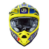 Casco Para Moto Cross Just1 J32 Pro Rave  Blue Y Yellow Talle L 