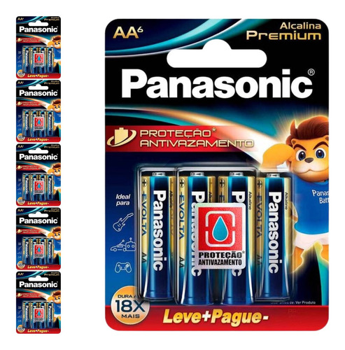 36 Pilhas Alcalinas Premium Aa 2a Pequena Panasonic 6 Cart