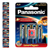 36 Pilhas Alcalinas Premium Aa 2a Pequena Panasonic 6 Cart